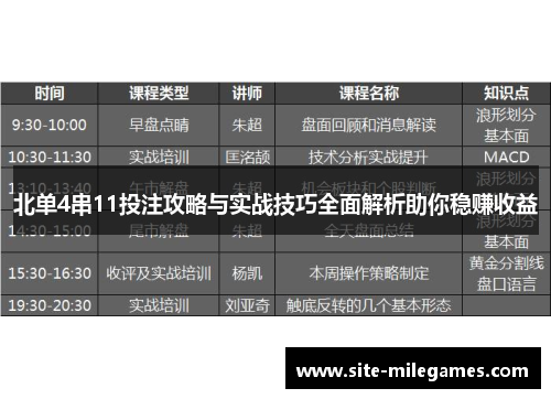 北单4串11投注攻略与实战技巧全面解析助你稳赚收益
