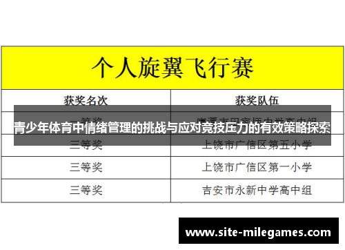 青少年体育中情绪管理的挑战与应对竞技压力的有效策略探索